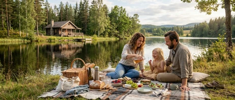 Lakeside Picnic: Enjoying a Relaxing Break by the Water