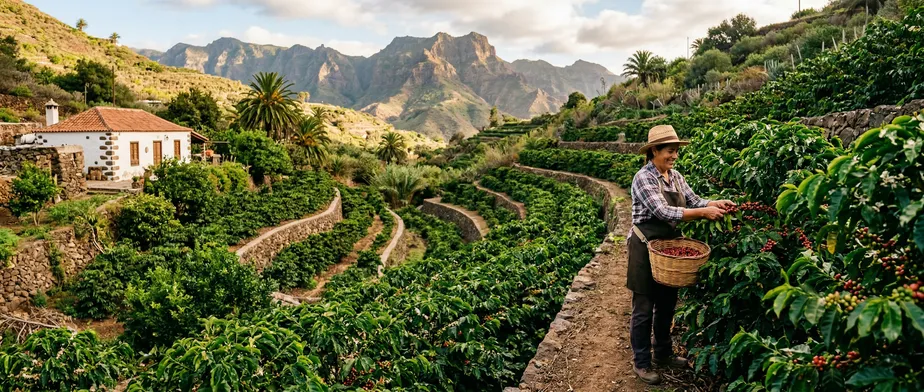Die Kaffeeplantage Los Castaños im Valle de Agaete Die Kaffeeplantage Los Castaños im Valle de Agaete
