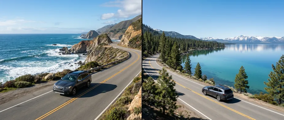Plan a coastal or lake route with well-timed accommodation stops