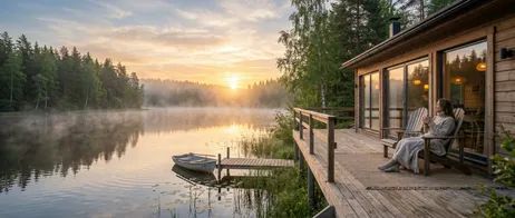 Garten am Wasser und Terrasse mit Seeblick